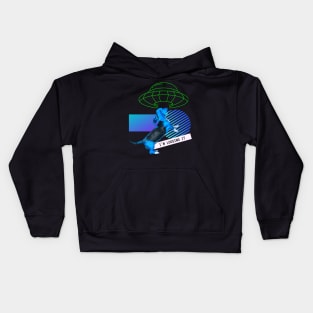 Basset Dog Loosing Vaporwave Party Techno Glitch Kids Hoodie